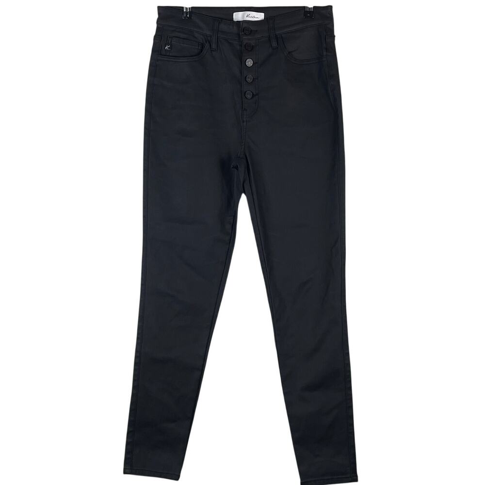 Kancan Women's Black Coated Cigarette Button Fly Jeans Pants Size 11/29 Stretch